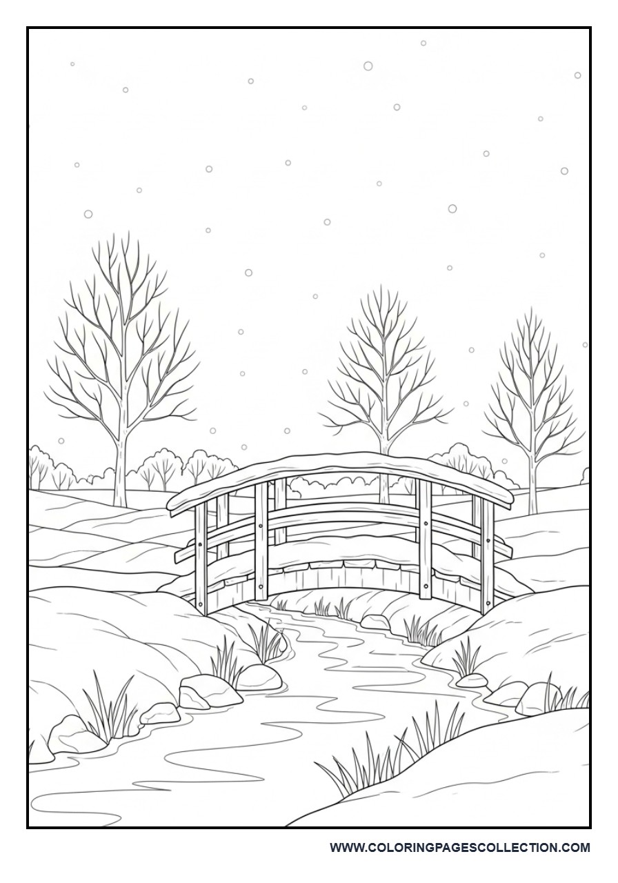 Snowy Bridge Scene