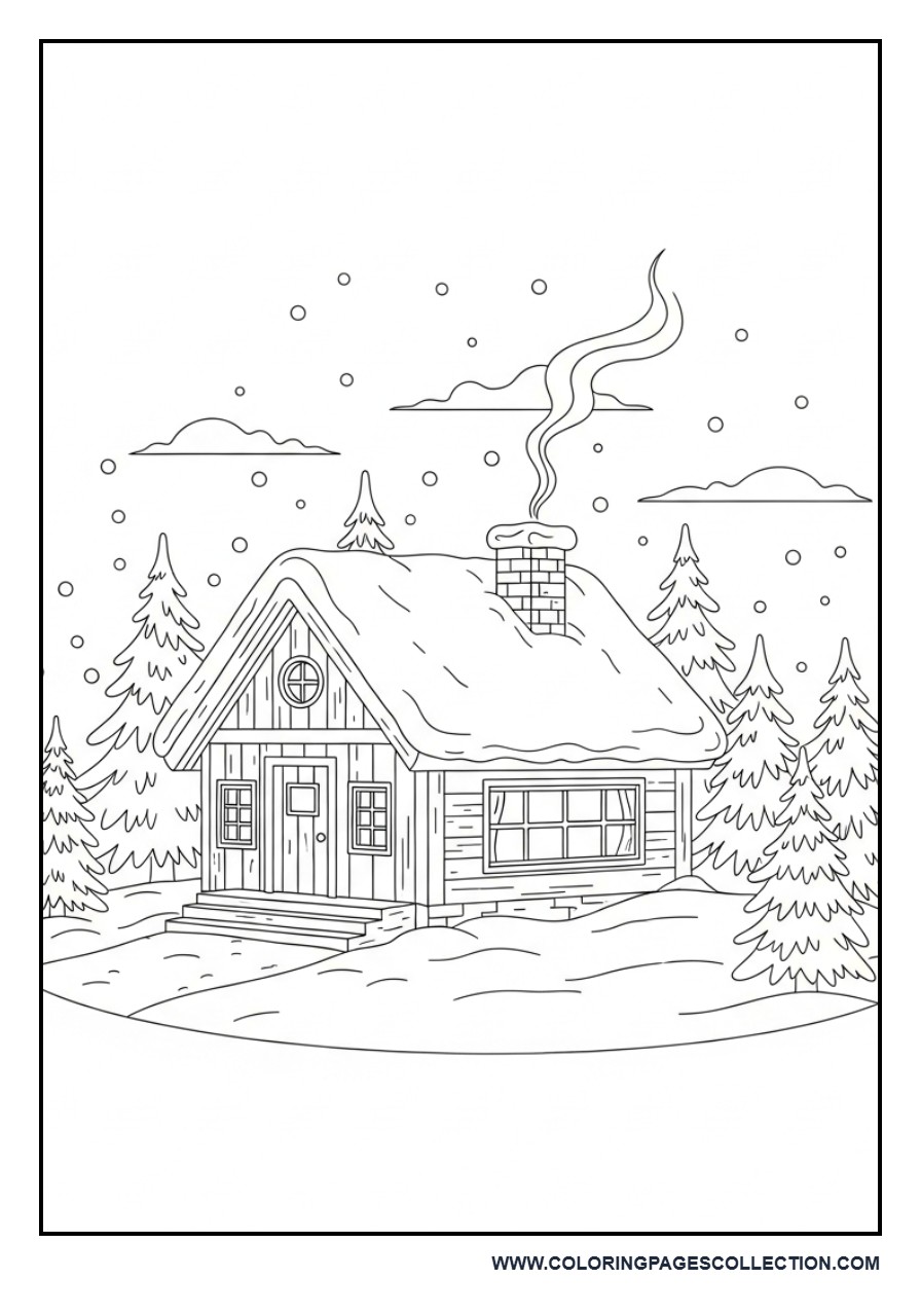 Winter Cabin Scene