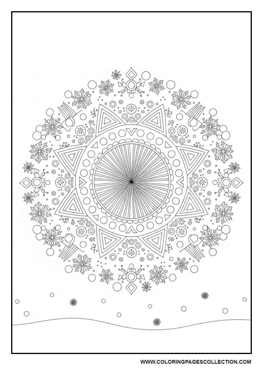 Winter Mandala with Snowflakes