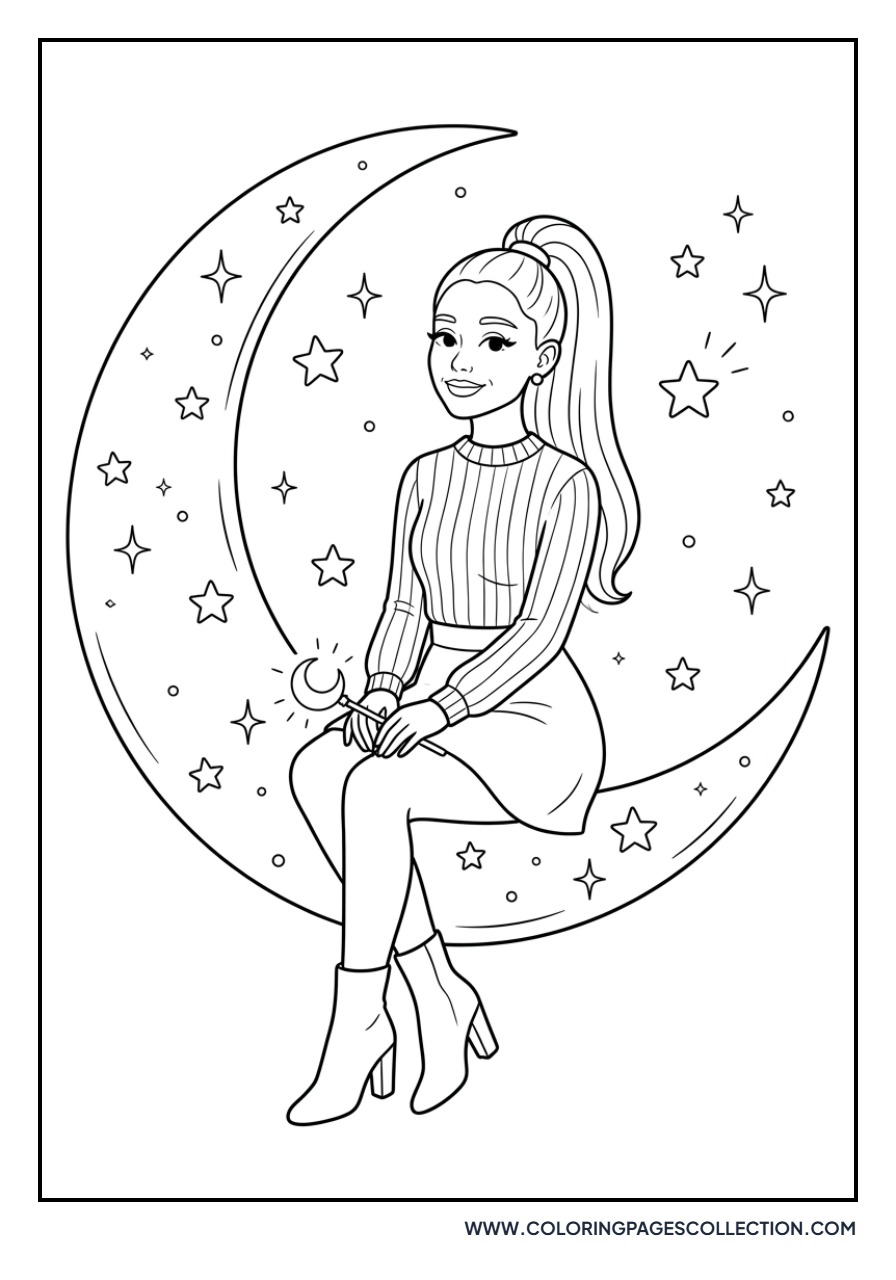 Ariana Sitting on Crescent Moon