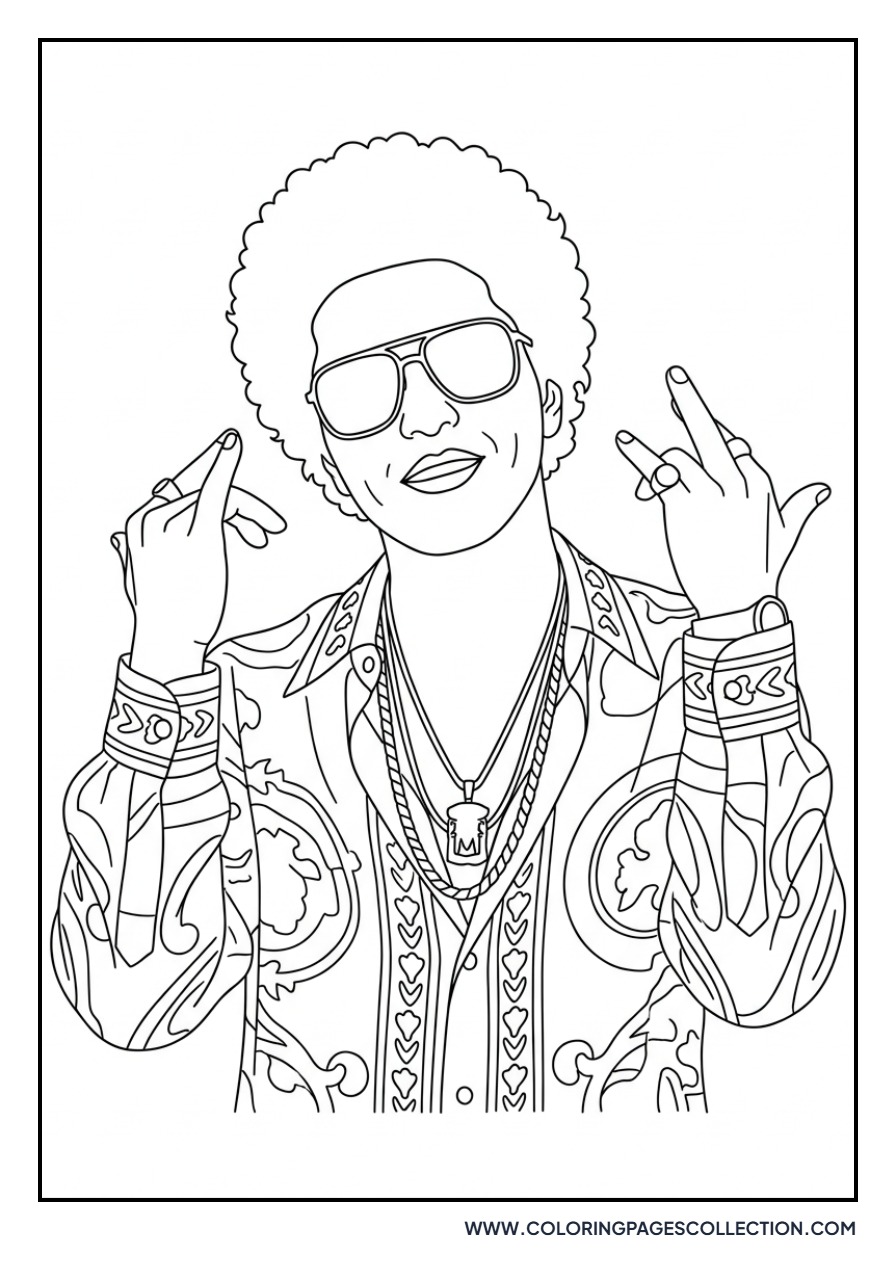 Bruno Mars Coloring Page