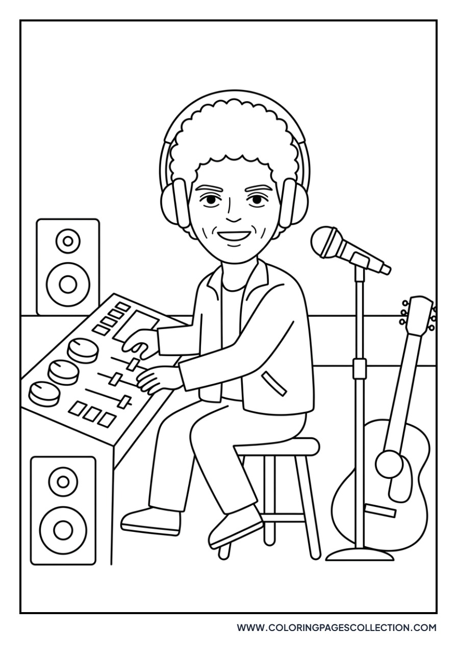 Bruno Mars Chilling in Studio