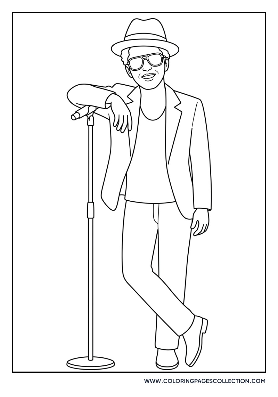Bruno Mars Holding a Microphone Stand