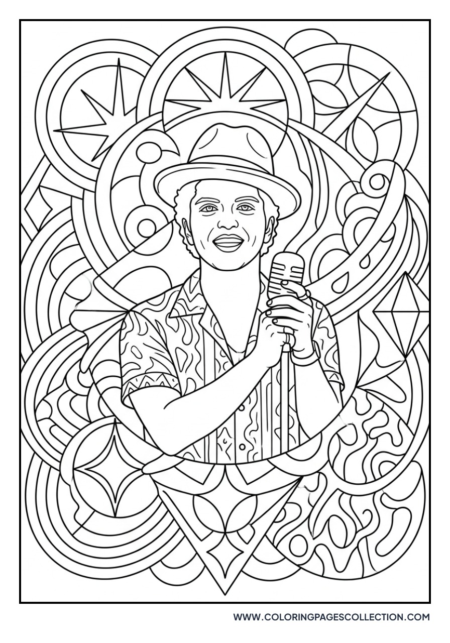 Bruno Mars with Abstract Patterns