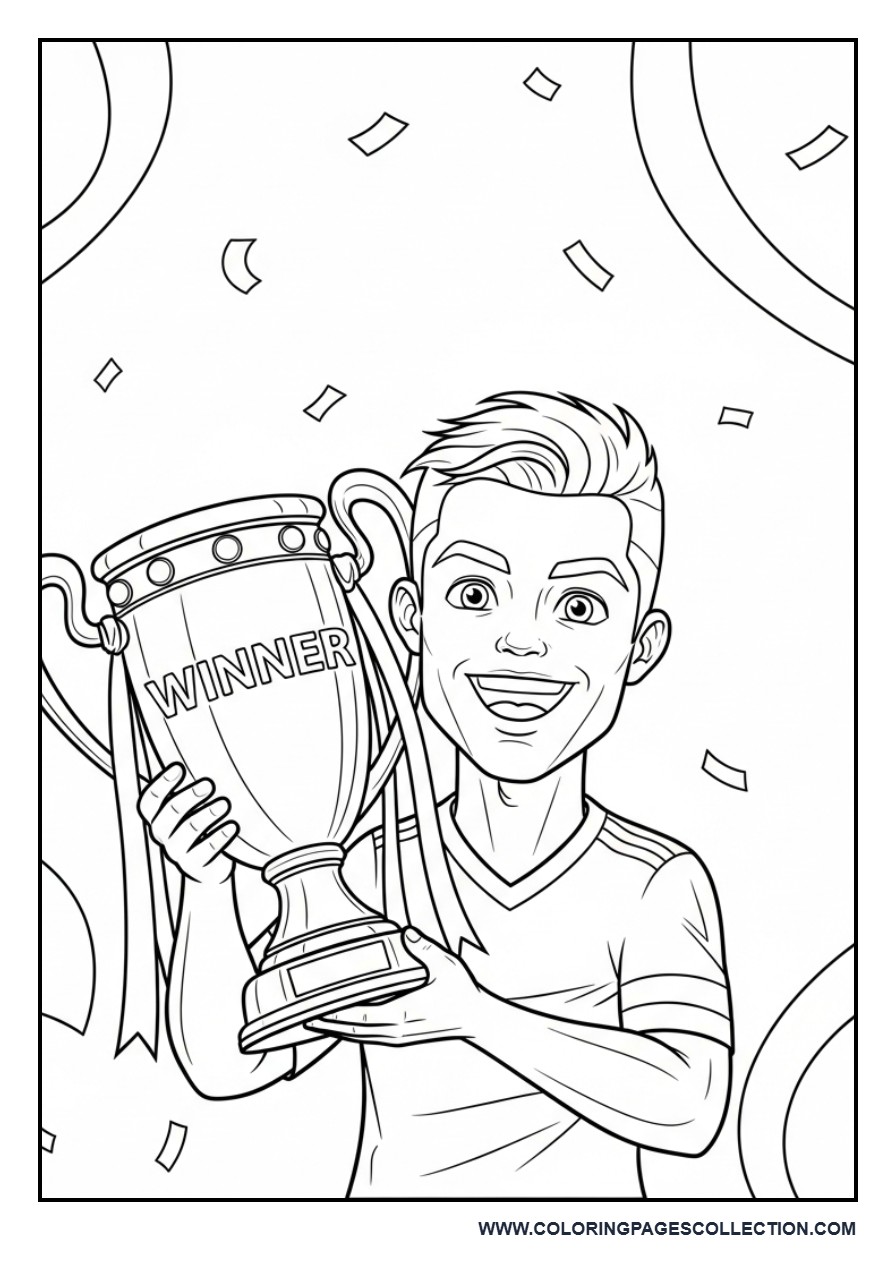 Cristiano Ronaldo Holding a Winner's Cup
