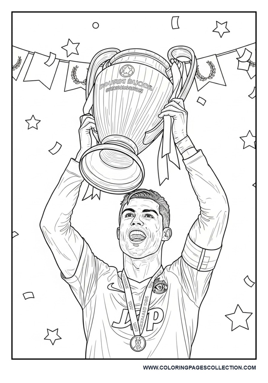 Cristiano Ronaldo Raising a Championship Cup