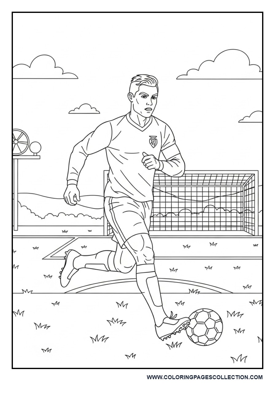 Cristiano Ronaldo Running Across the Football Field