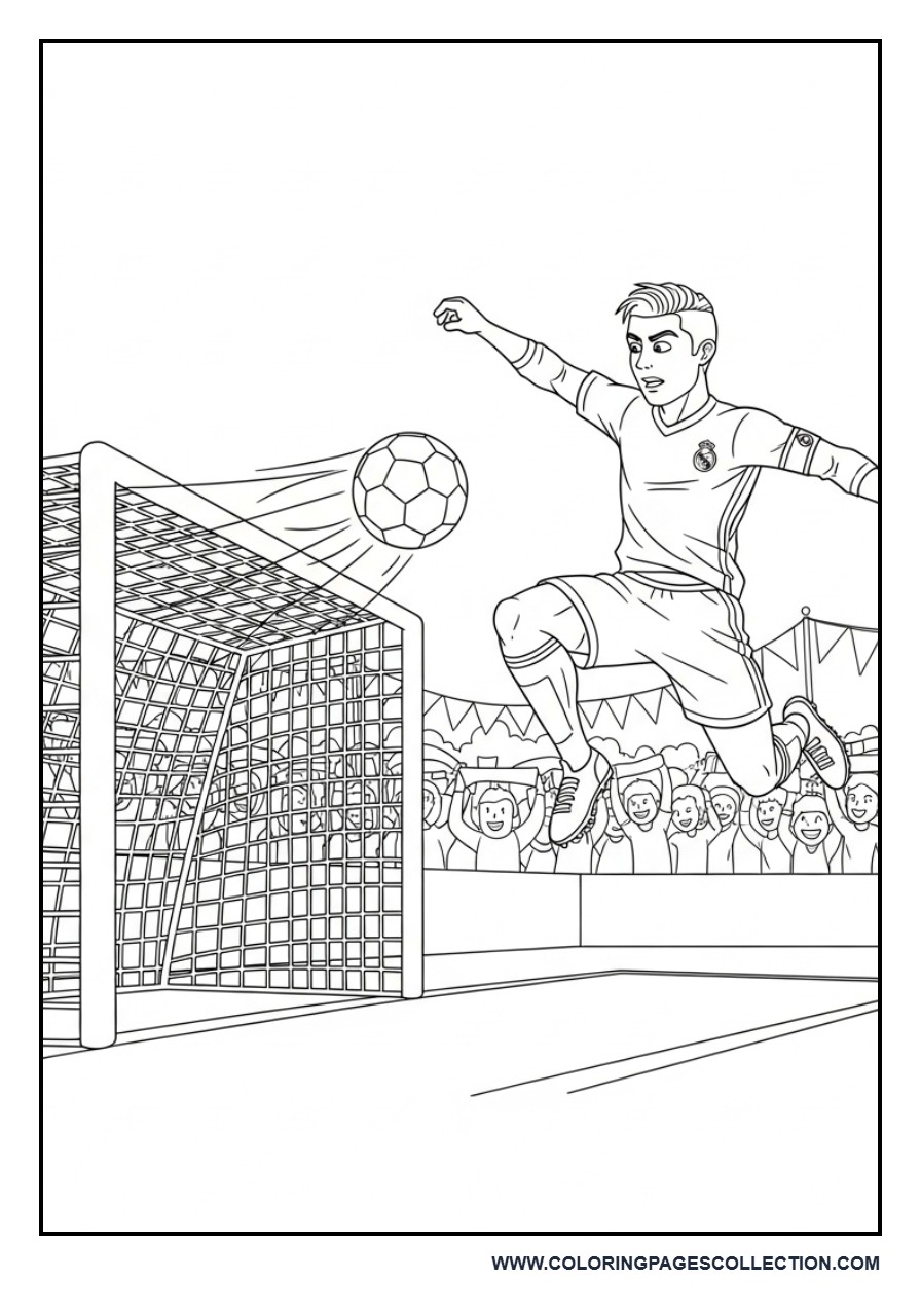 Cristiano Ronaldo Scoring a Cartoon Goal