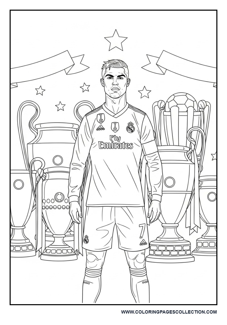 Cristiano Ronaldo Standing with Trophies
