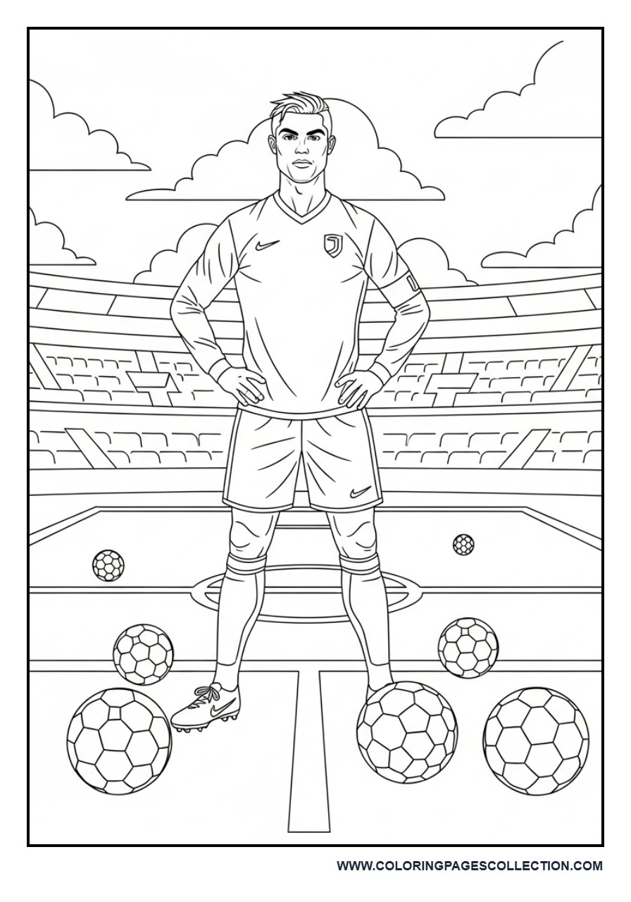 Cristiano Ronaldo Surrounded by Footballs