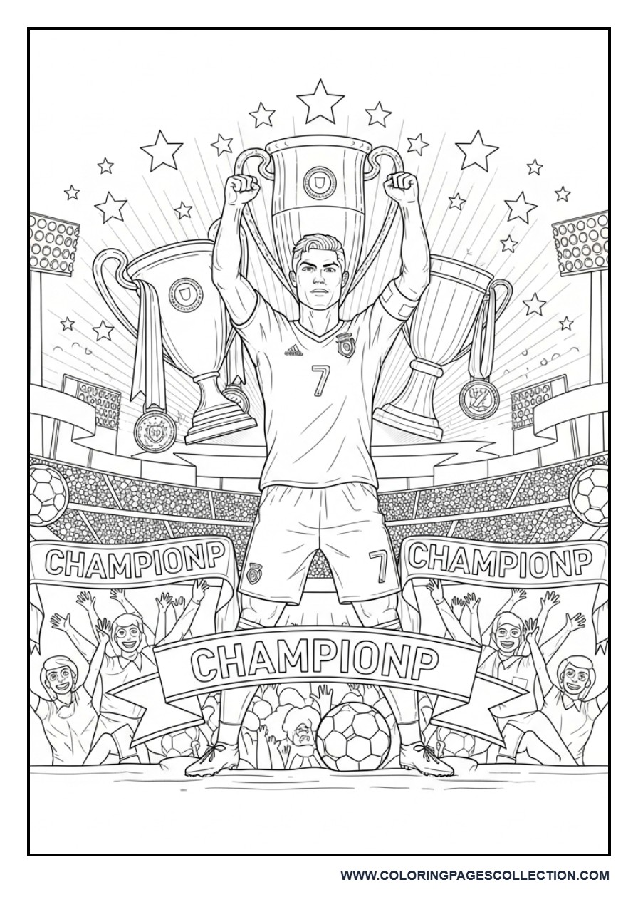 Cristiano Ronaldo Ultimate Champion Coloring Page