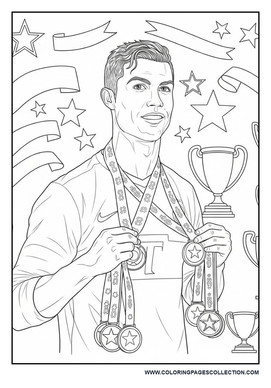 Cristiano Ronaldo with Championship Medals