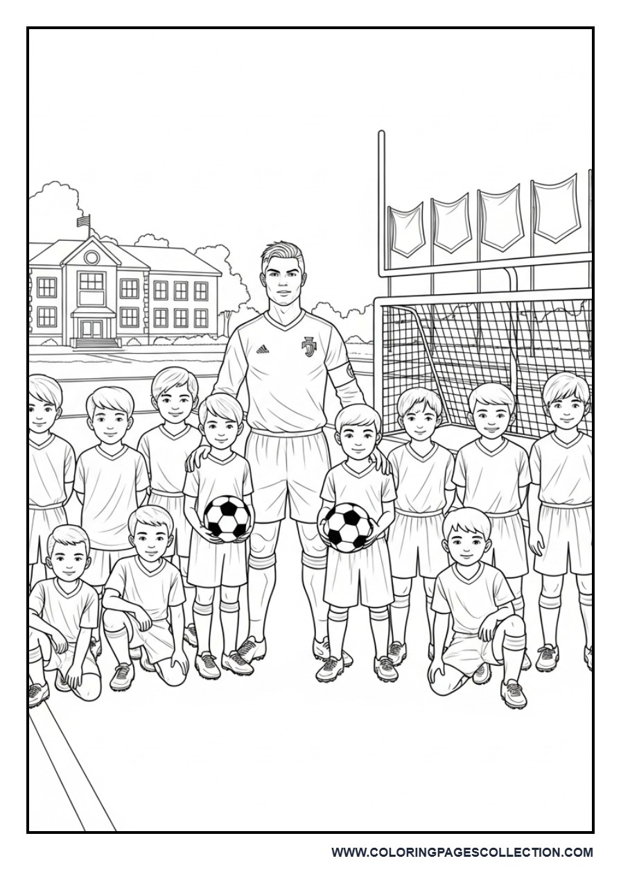 Cristiano Ronaldo with School Soccer Team