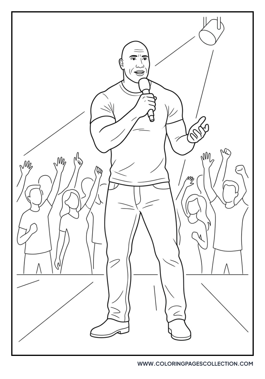 Dwayne Johnson Holding Mic