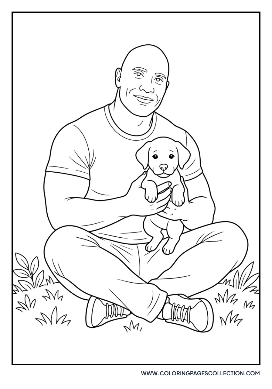 Dwayne Johnson with a Puppy