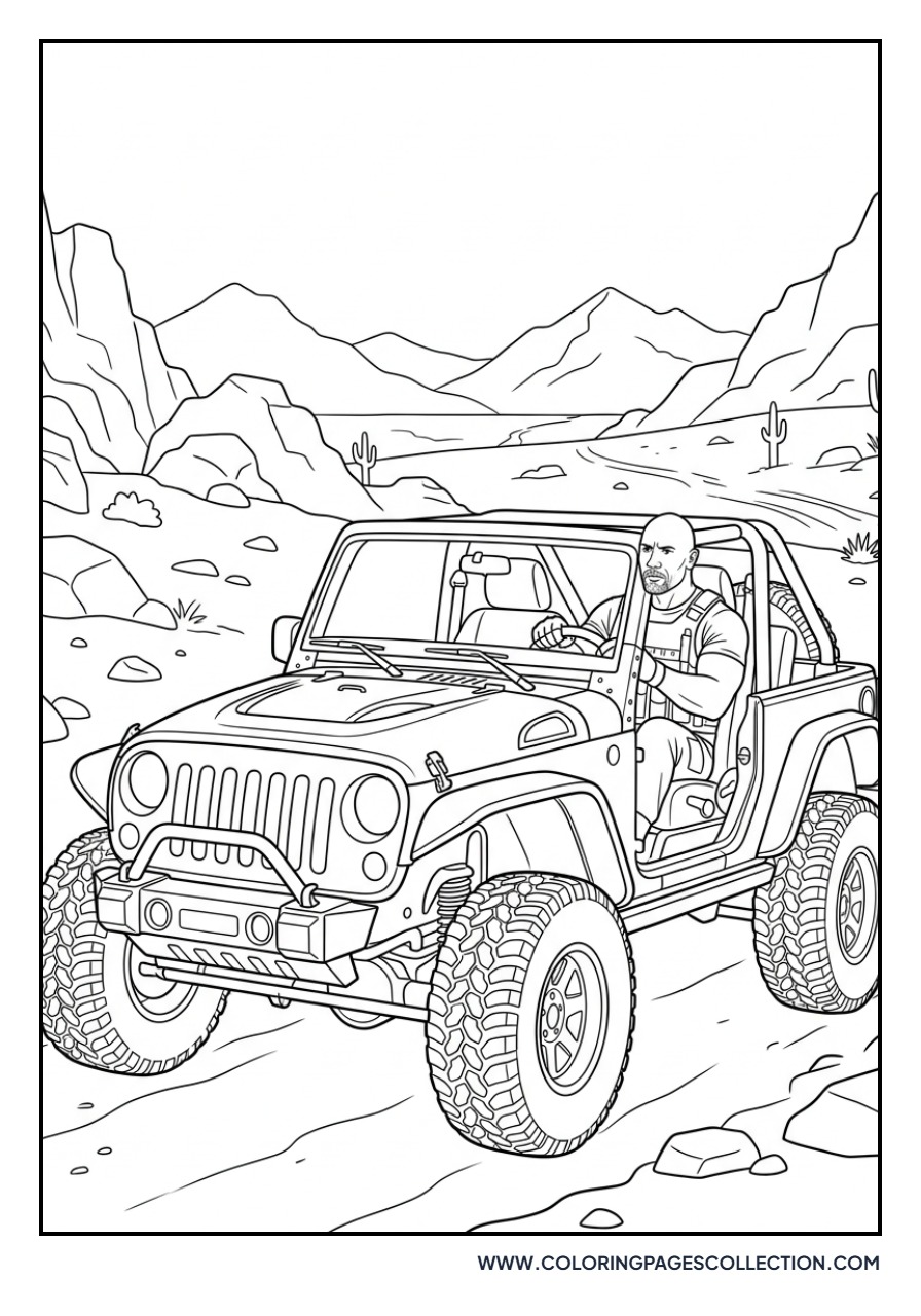 Hobbs Driving a Jeep