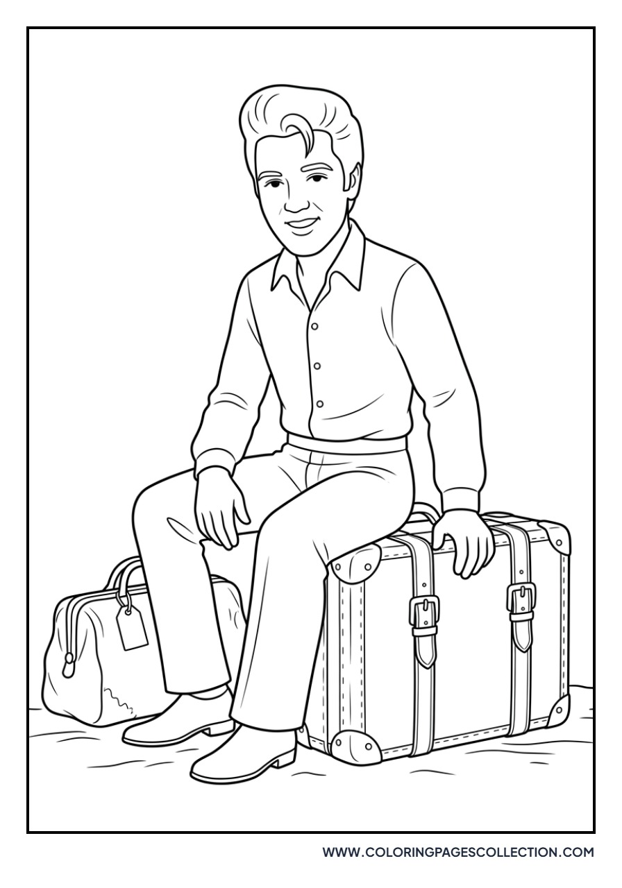 Elvis Sitting on Suitcase