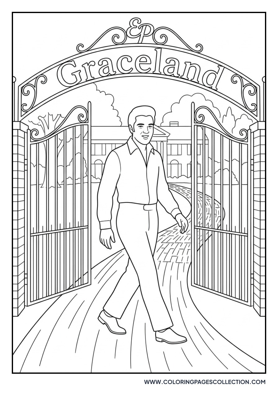 Elvis Walking at Graceland