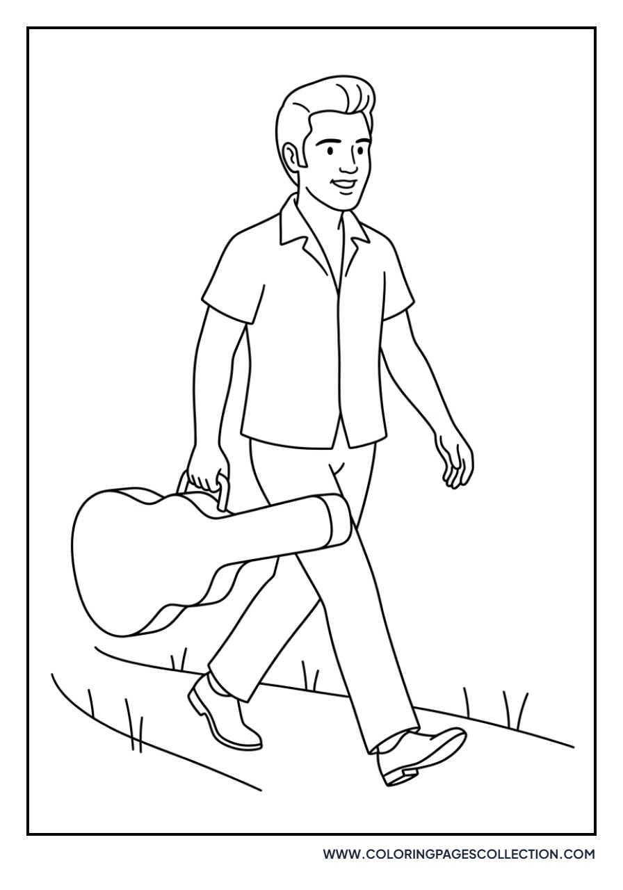 Elvis with Acoustic Guitar Case
