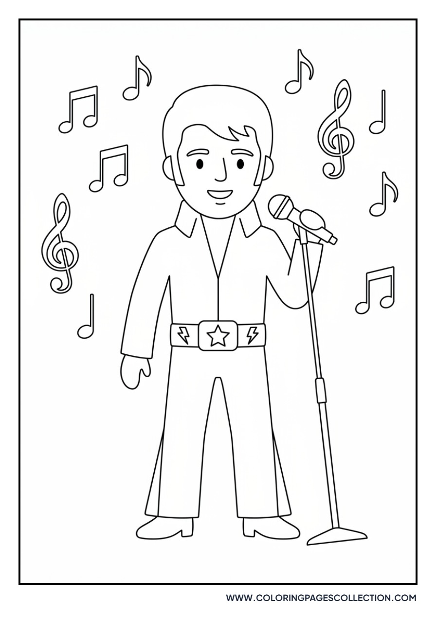 Elvis with Music Notes