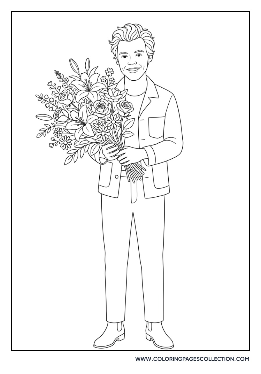Harry Styles with a Bouquet