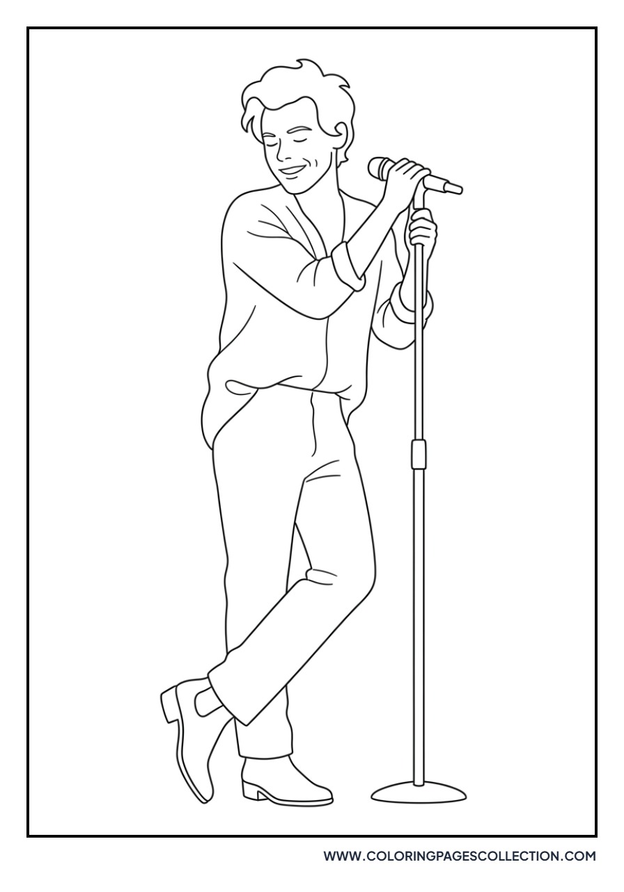 Harry Styles with a Microphone Stand