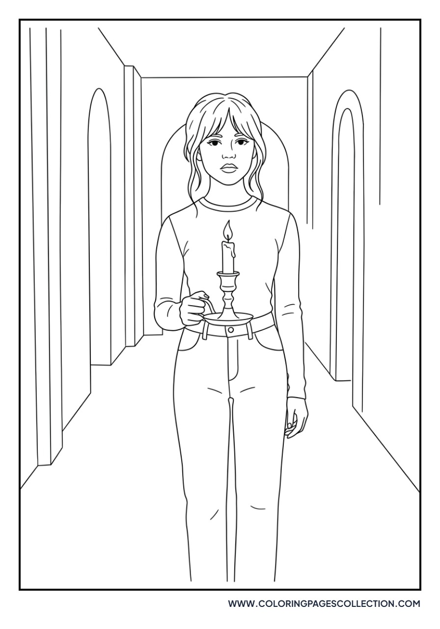 Jenna Ortega holding a Candle