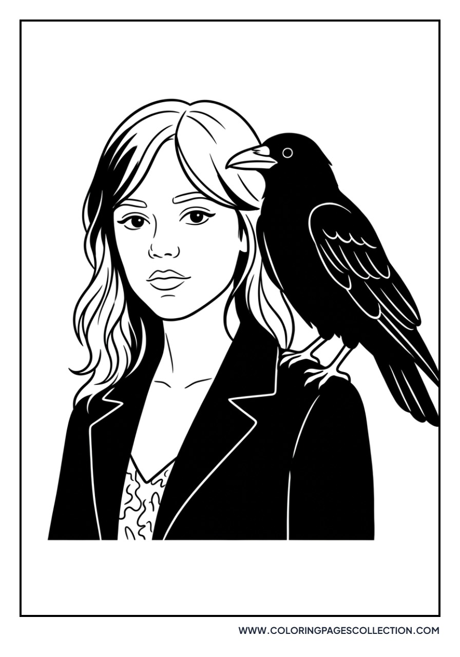 Jenna Ortega Holding a Crow