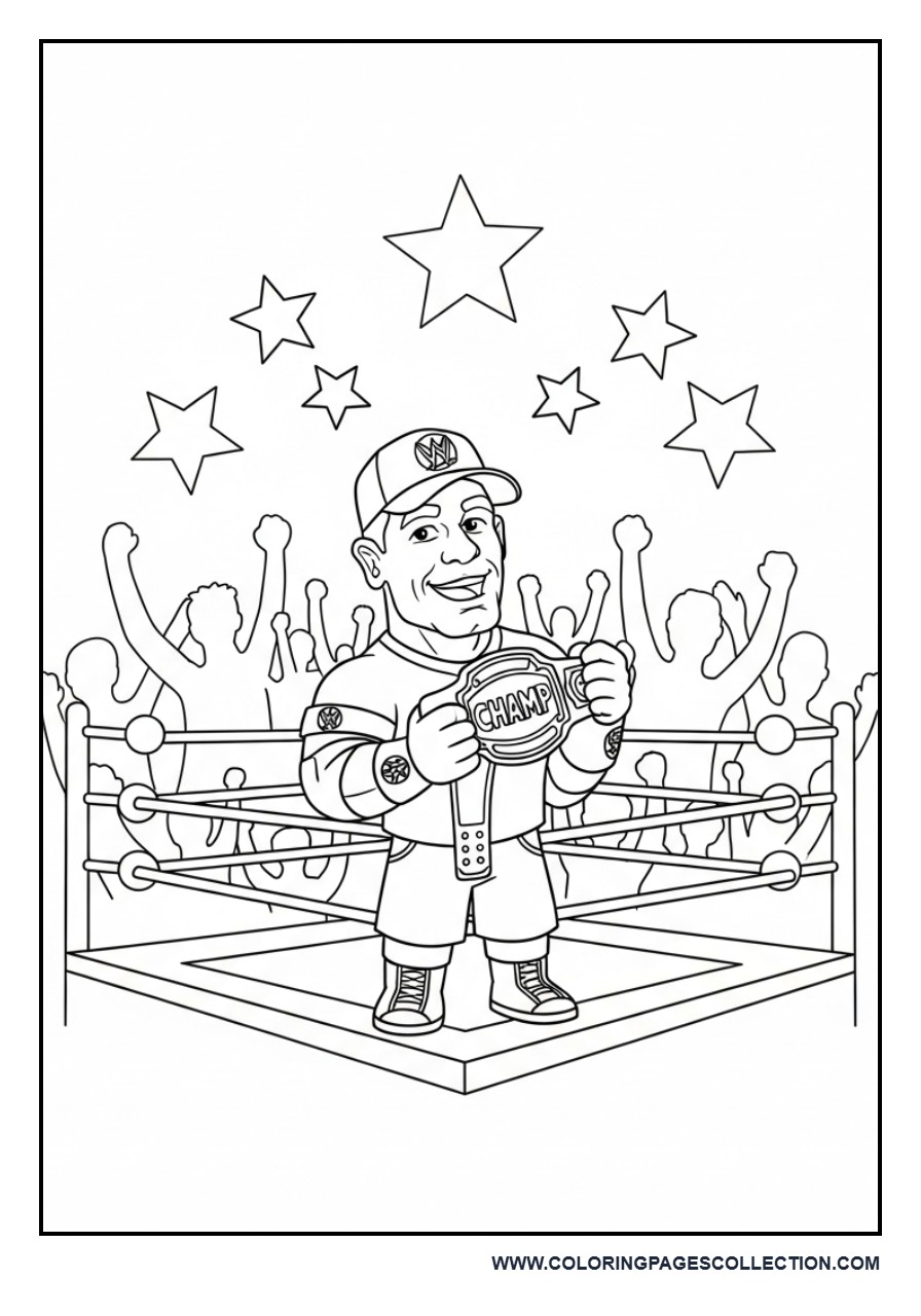 Chibi John Cena Lifting a Tiny Championship Belt