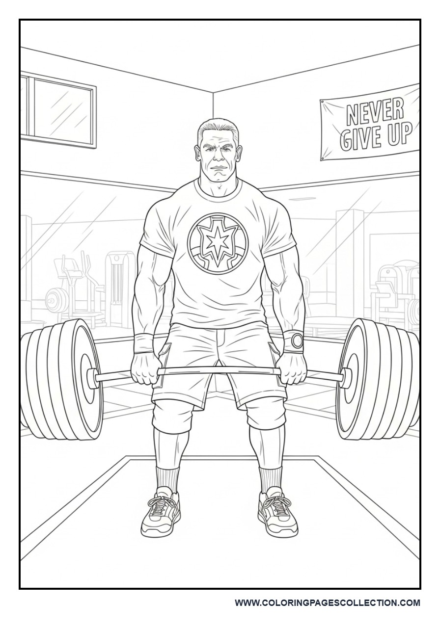 John Cena Lifting a Heavy Barbell