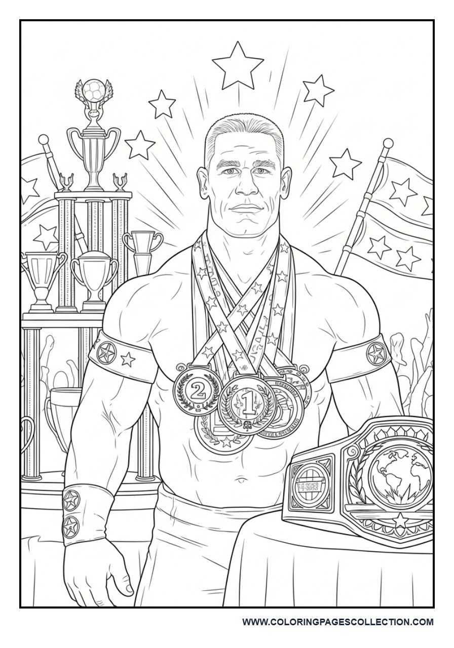 John Cena Posing with Sports Medals