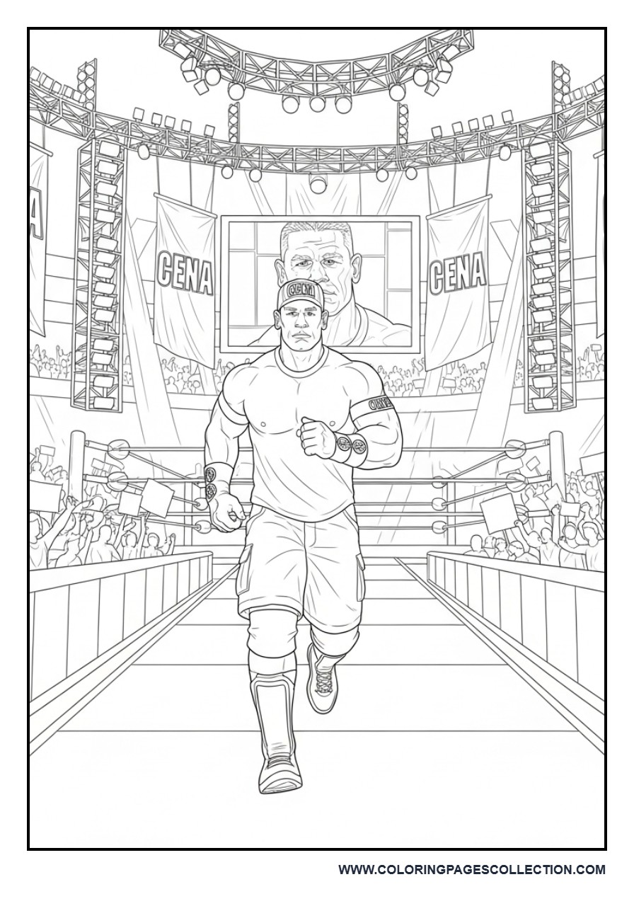 John Cena Running Into the Wrestling Arena