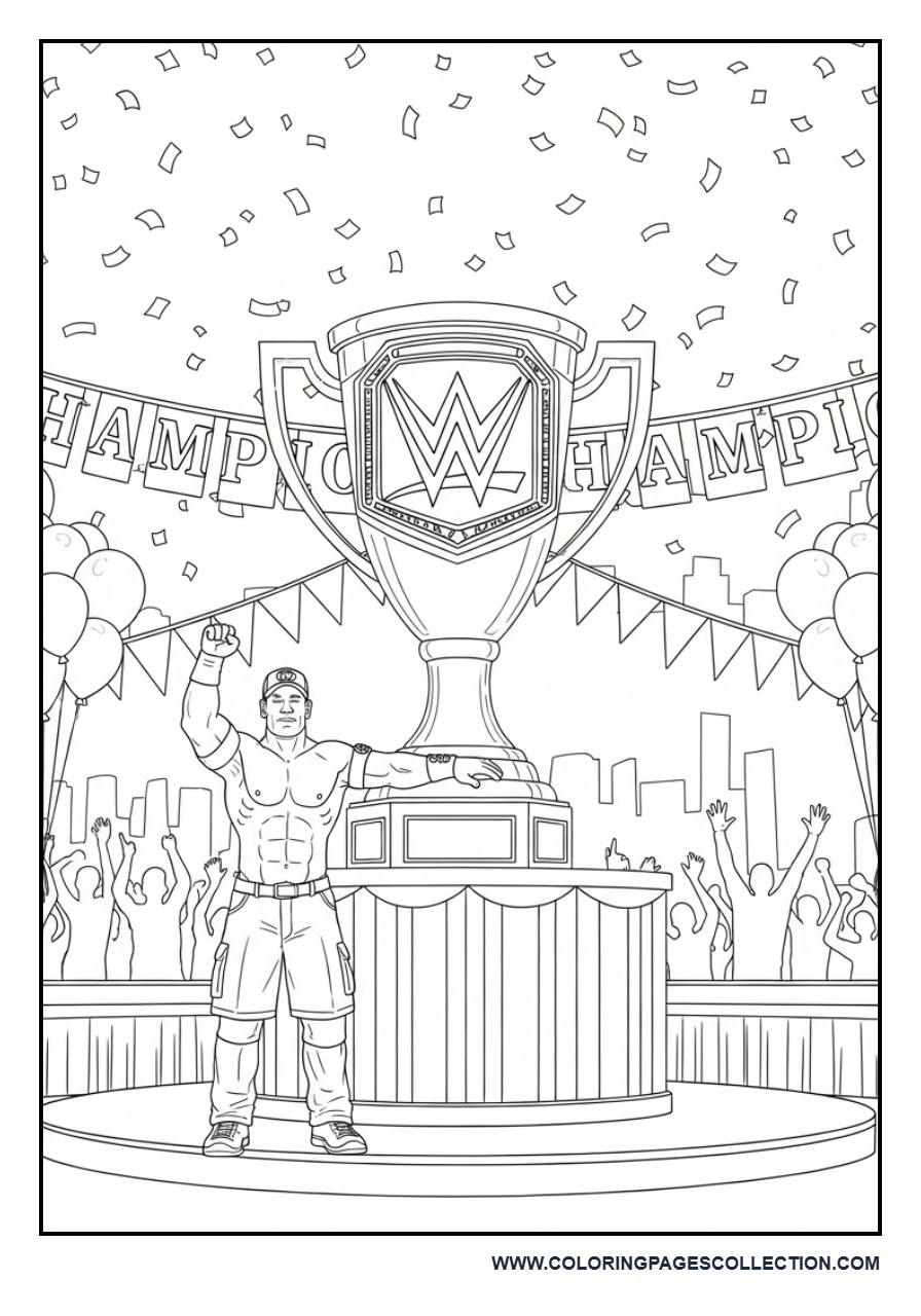 John Cena Standing Beside a Giant Trophy