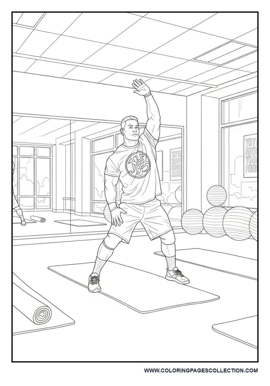 John Cena Stretching in a Fitness Studio