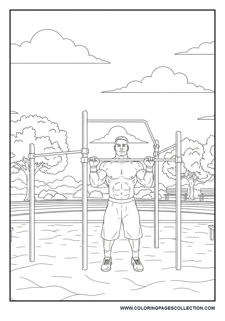 John Cena Training on an Outdoor Fitness Course