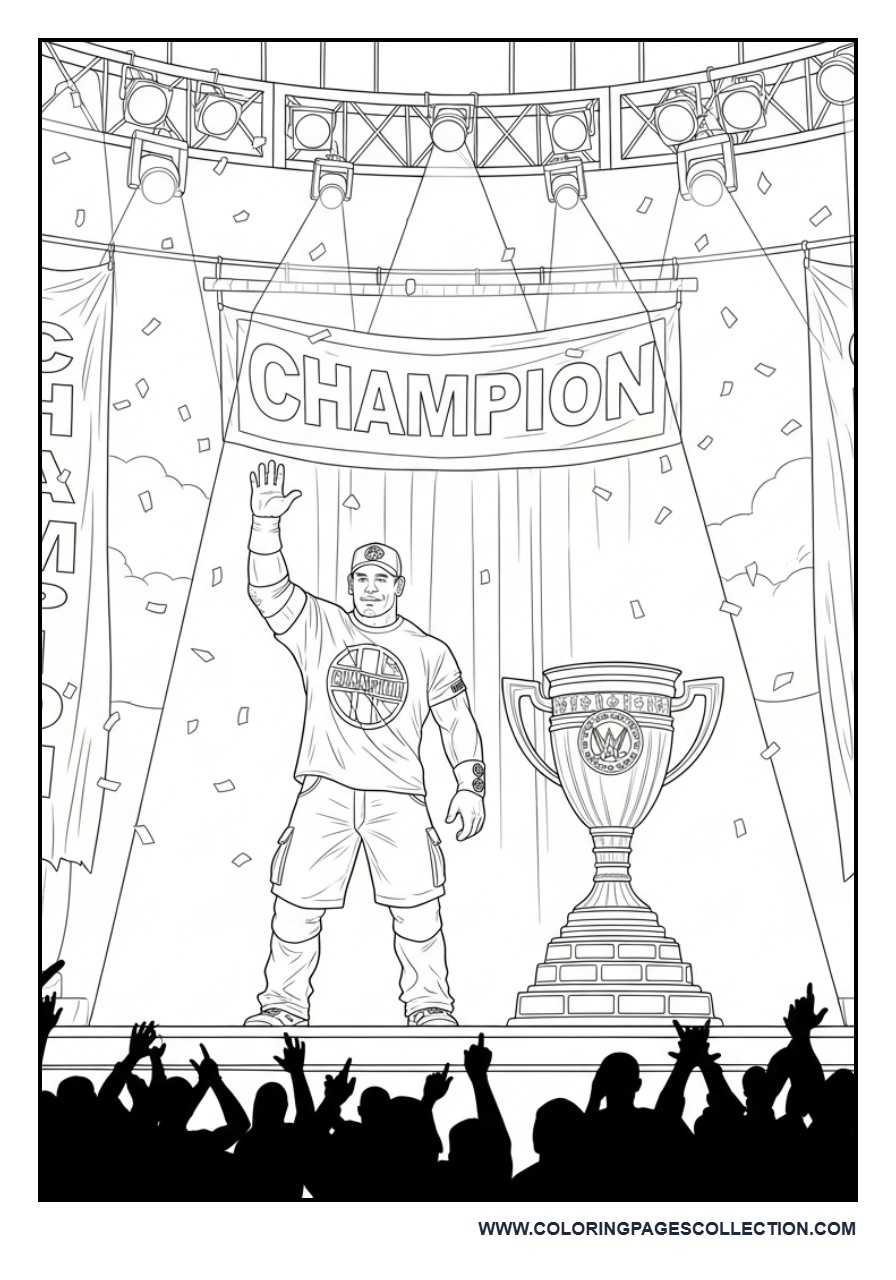 John Cena Waving from a Championship Stage