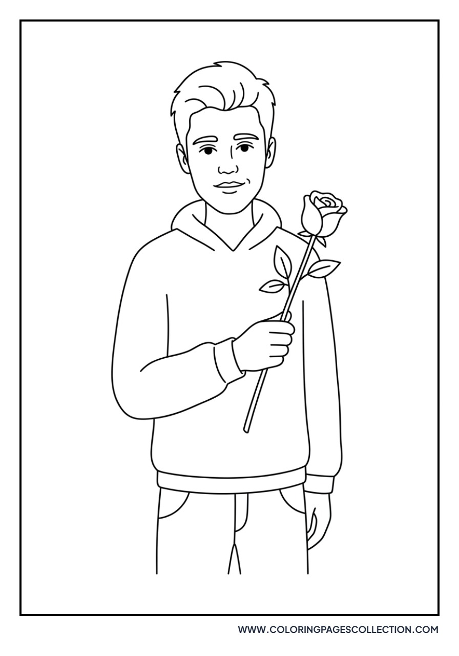 Justin Holding a Rose