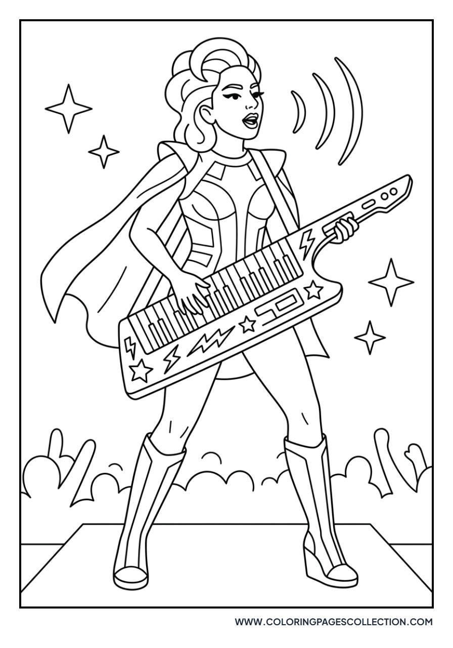 Lady Gaga Holding Keytar