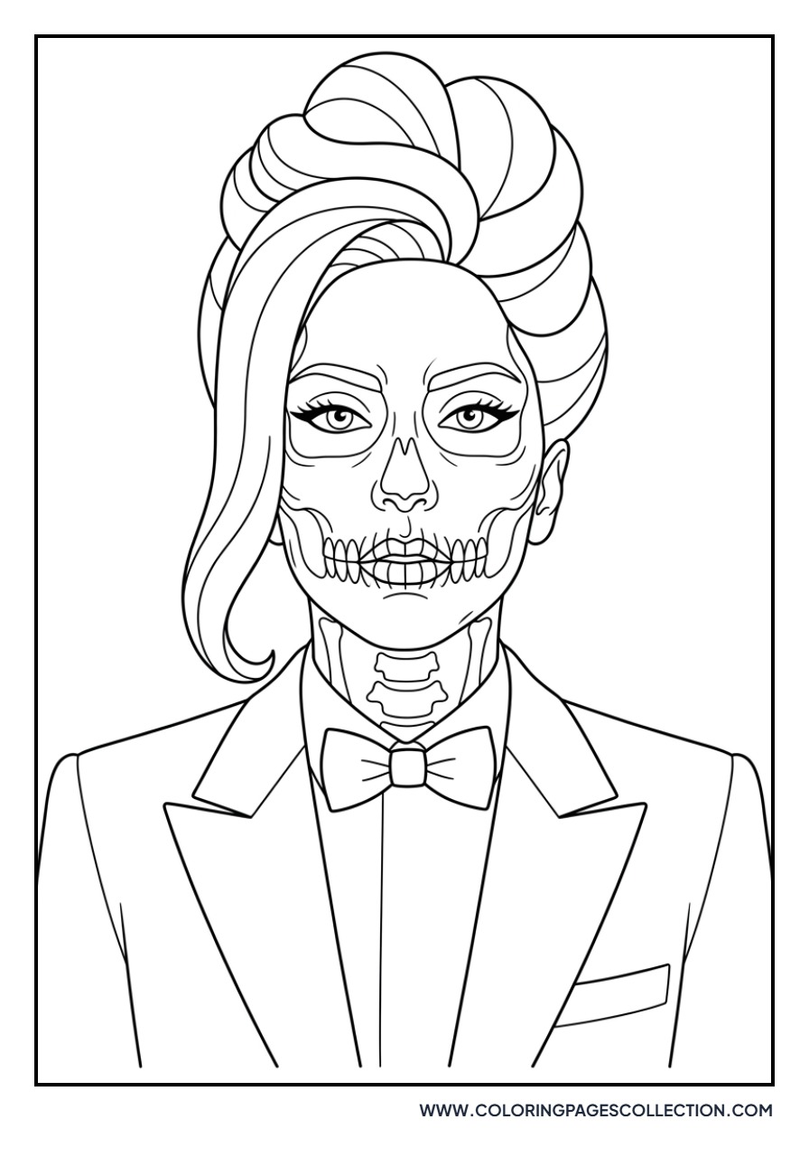 Lady Gaga Skeleton Face Art
