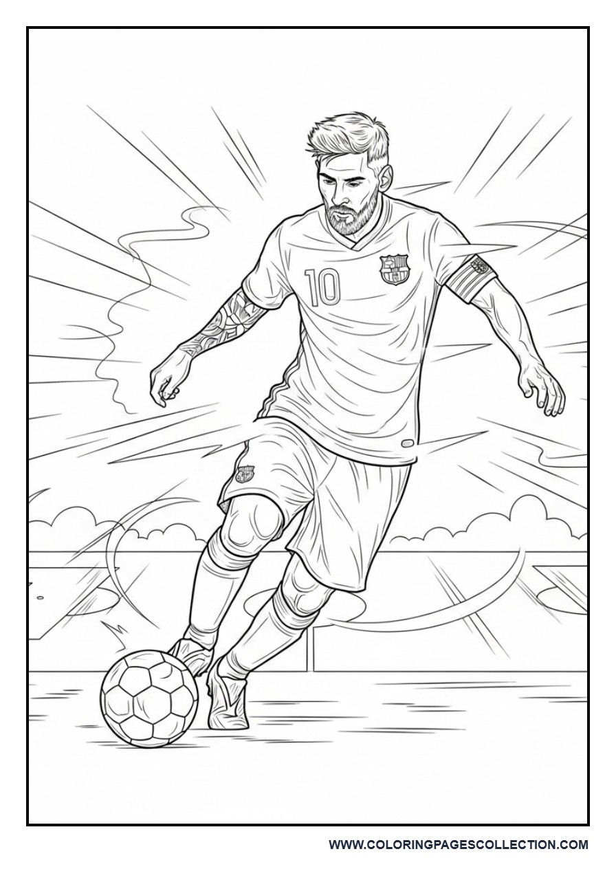Messi Action Shot with Motion Lines