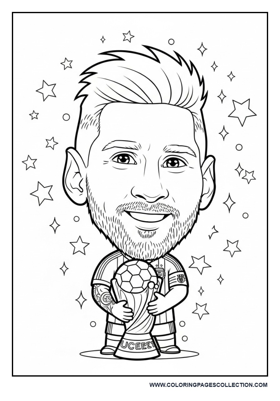 Messi Cartoon Trophy Winner