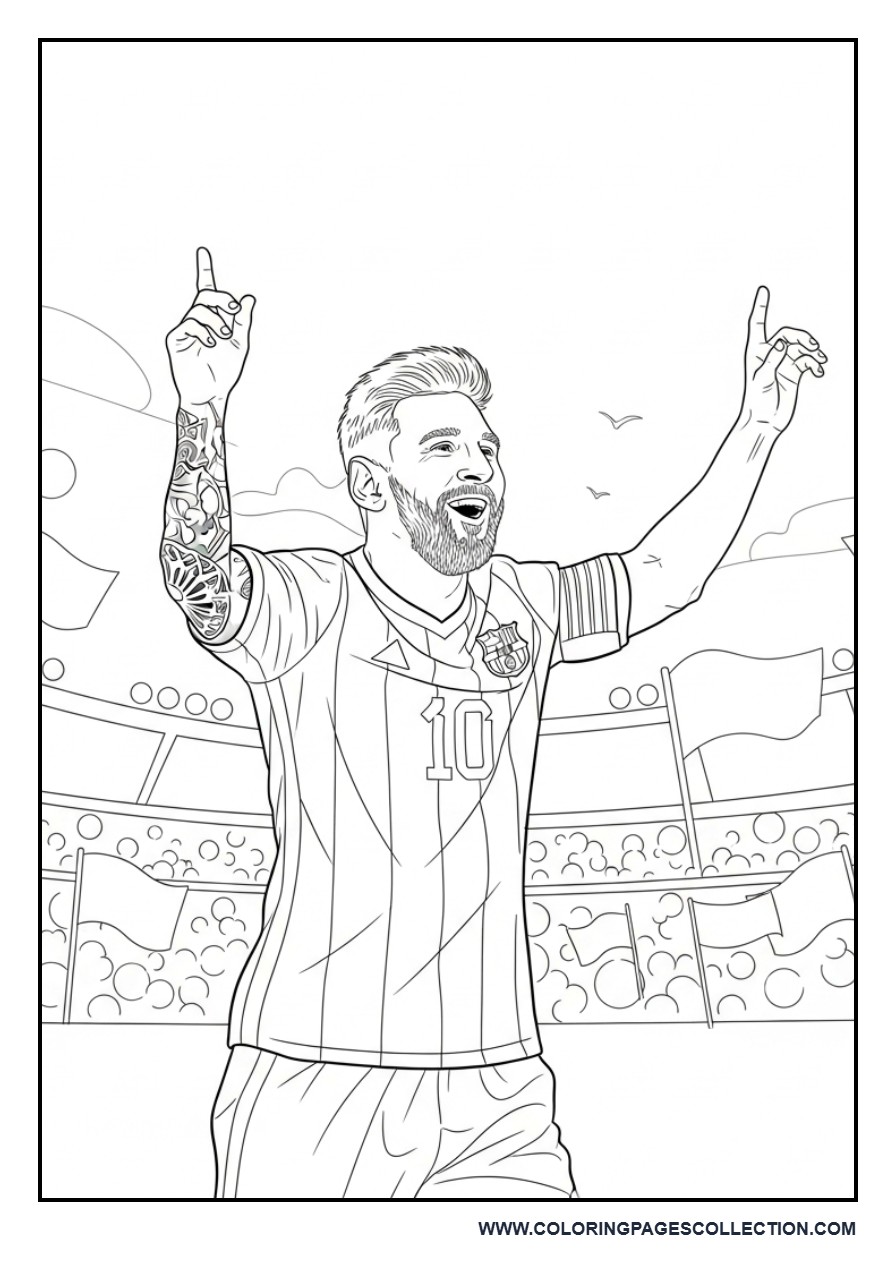 Messi Celebration Arms Up with Crowd