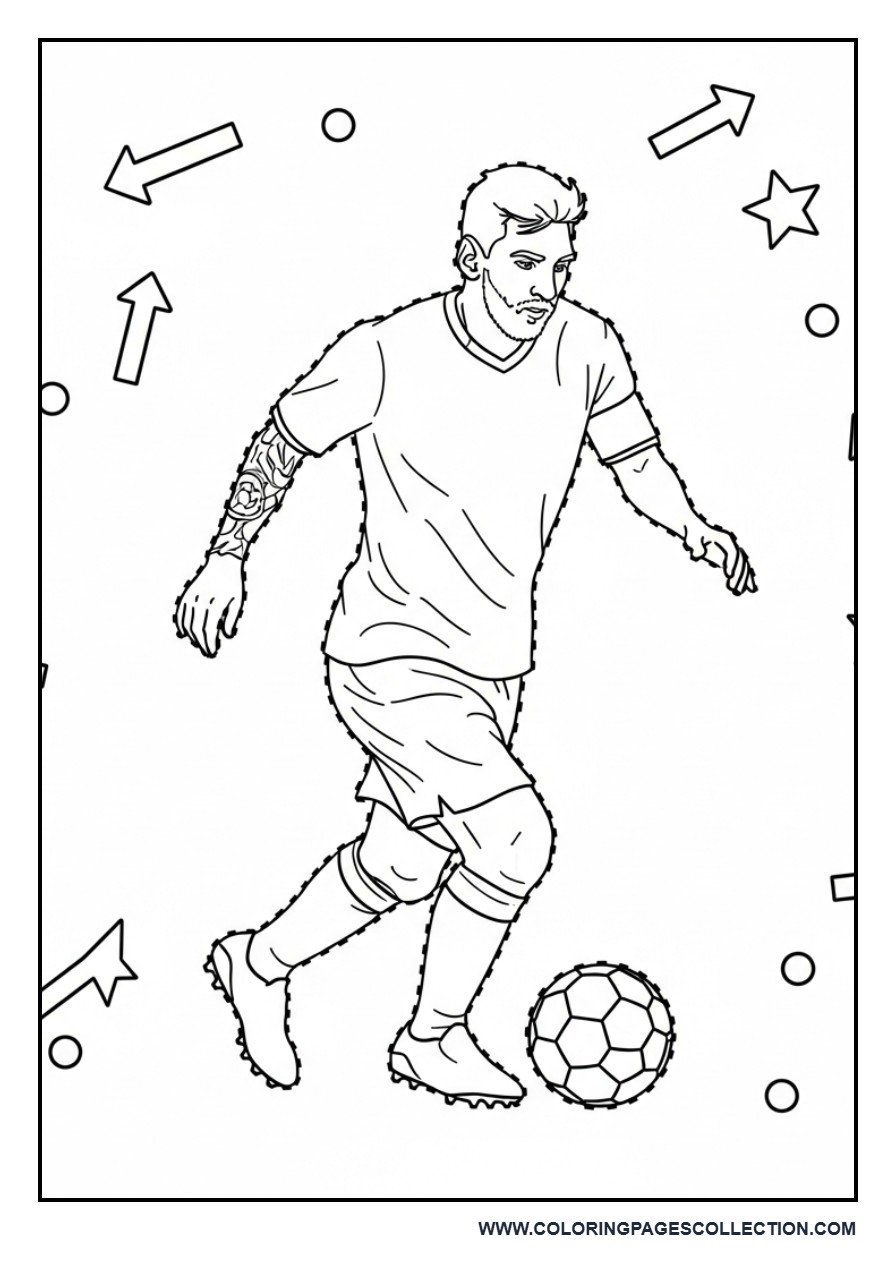Messi Coloring + Tracing Page