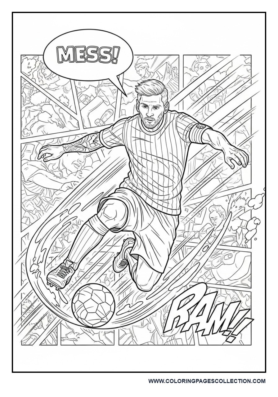Messi Comic Book Style Page