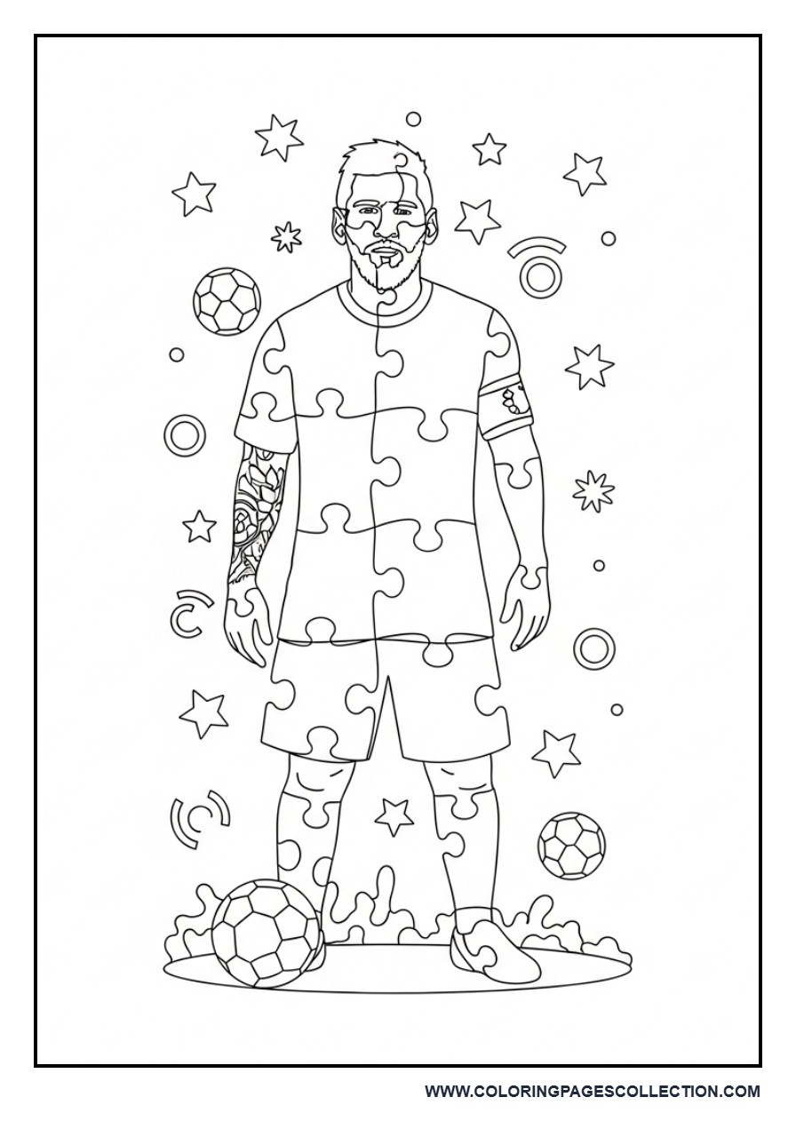 Messi Fun Puzzle Coloring Page