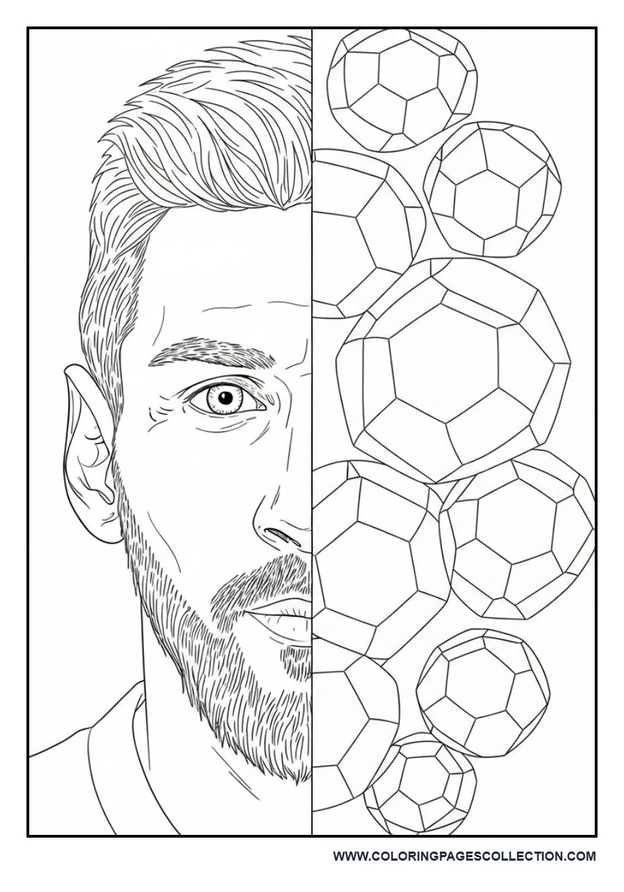 Messi Half Face Artistic Split Design
