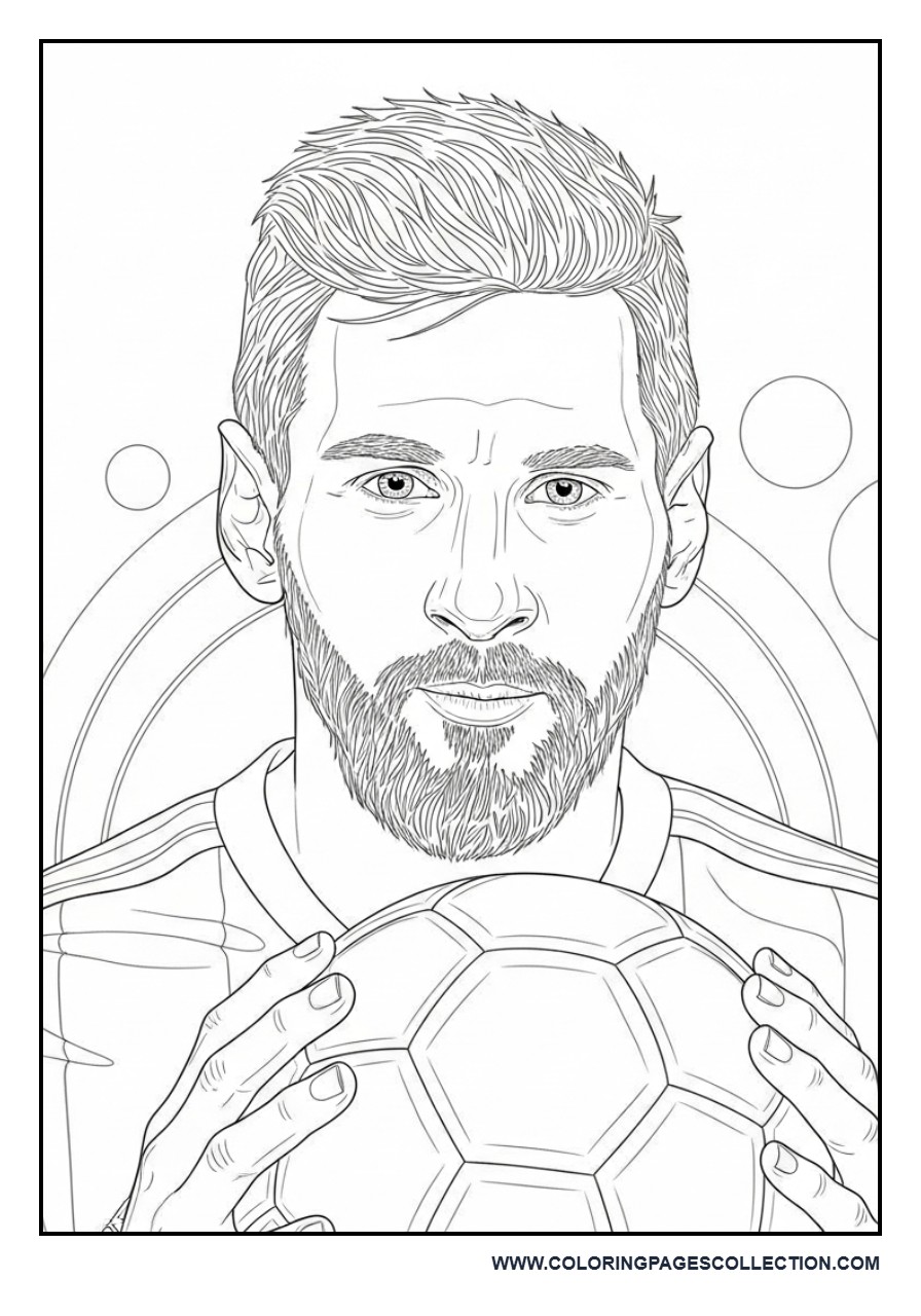 Messi Holding Ball Close-Up Detailed