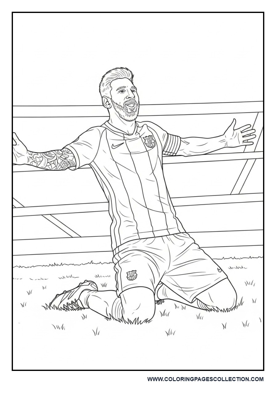 Messi Iconic Celebration Kneeling Pose