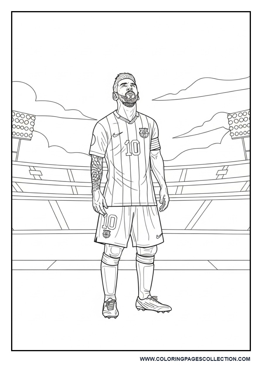 Messi Looking at Stadium Lights