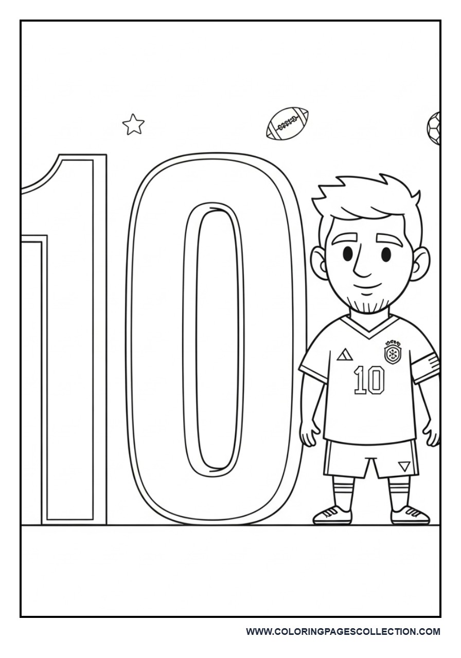 Messi Number Learning Page “10”